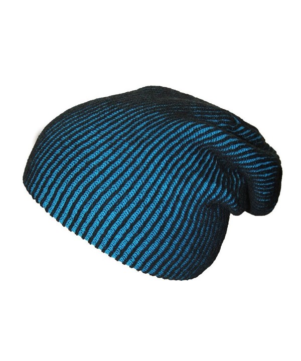 Sebacap Pinstripe 10" Slouch Beanie - Black-aqua - CV128NSI8H9