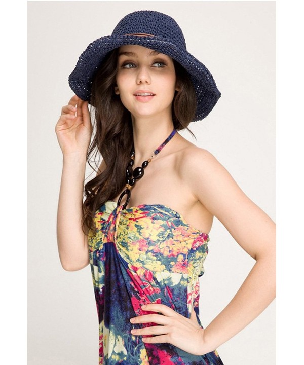 Womens Wide Brim Caps Foldable Summer Beach Sun Straw Hats Navy Cy185d0e8he 4528