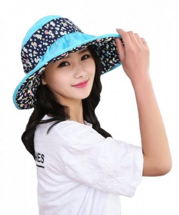 Zgllywr Sun Hats For Women Summer Wide Brim Protection Hat Foldable Anti-UV Hat - Sky Blue - CX17YW2MOOS