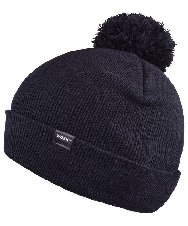 Bortset Produktiv Diskriminere Winter Beanie with Cute Pom Pom for Men Women Soft Bobble Hat Knit Skull  Caps Black C31885SX7I7