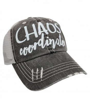 Loaded Lids Women's Chaos Coordinator Distressed Bling Baseball Cap - Grey/White - CF184YQ0Y7L