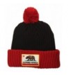 Thick Warm California Life Republic Sewn Patch Pom Long Beanie - Cali Republic Black/Red - CX11FGH2JET