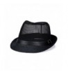 JOOWEN Classic Short Brim Straw with Black Band Fedora Hat Caps - Black - CT12NV7WKT3