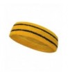 Couver Long Thick Wider Basketball Headband Terry Cloth with 2 Stripes[1 Piece] - Golden Yellow / Black - CN11VTH7639