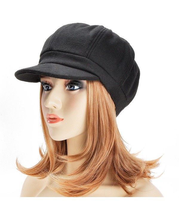 Womens Classic Newsboy Caps Visor 8 Panel Gatsby Apple Cabbie Hat Black ...