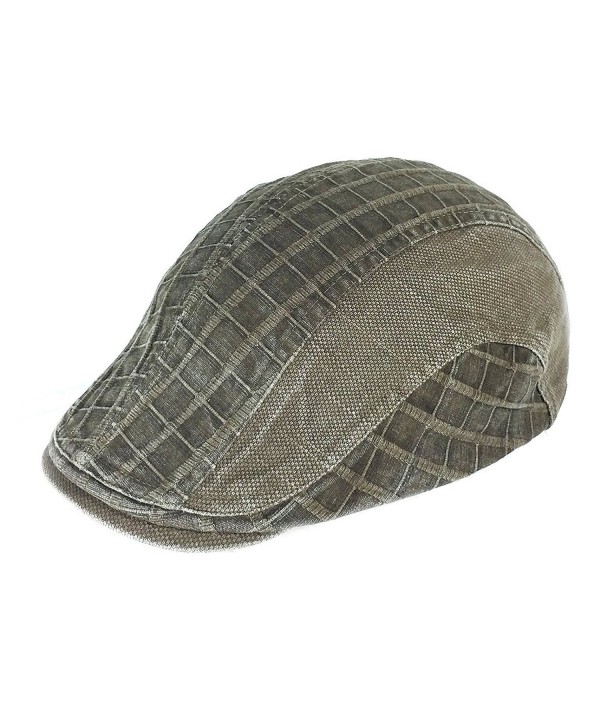 TS 100% Washed Cotton Men's Gatsby Cap newsboy IVY Hat - Brown - CN12LT7IXLH