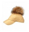 LITHER Women's Real Raccoon Fur Pom Pom Adjustable Baseball Cap Dad Hat - Glod - CH12N1MFT08