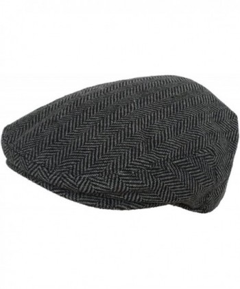 Wool Blend Herringbone Winter Ivy Scally Cap Flat Driver Hat 5 Point Newsboy - Grey - C2128SASFCJ