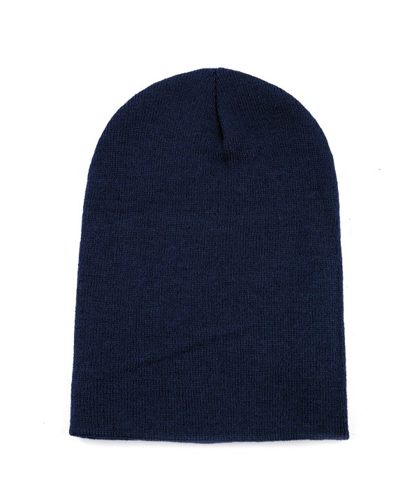 Unisex Made In USA Thick Skull Beanie Plain Ski Hat Navy C712I1ZABRD