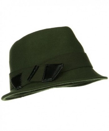 Leather Bow Wool Felt Fedora Hat - Olive - CI1153M7KOL