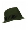 Leather Bow Wool Felt Fedora Hat - Olive - CI1153M7KOL