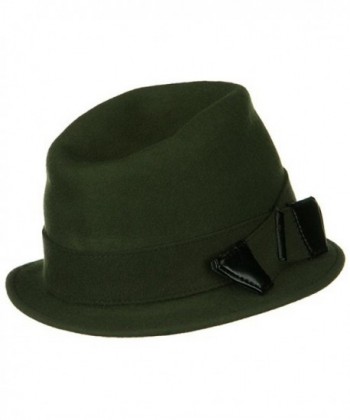 Leather Bow Wool Felt Fedora in Men's Fedoras