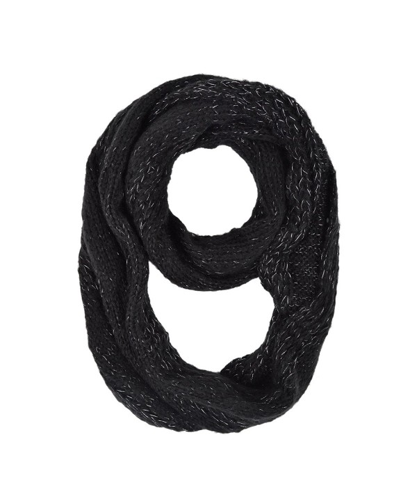 Premium Winter Glitter Knit Infinity Loop Circle Scarf - Different Colors - Black - CQ11PI866PJ