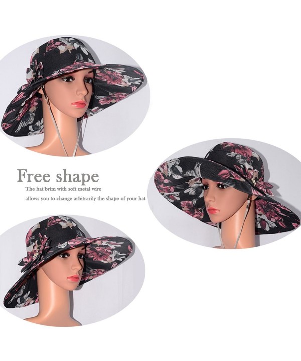 Womens Foldable Wide Brim Sun Hat Summer Outdoor Floppy Beach Cap