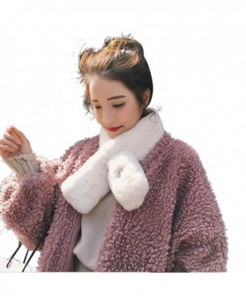 Tangshuo Woman Winter Soft Cozy Chunky Fur Scarf Easy Wrap not Scratch Your Neck. - White - C2189TT5Y8A