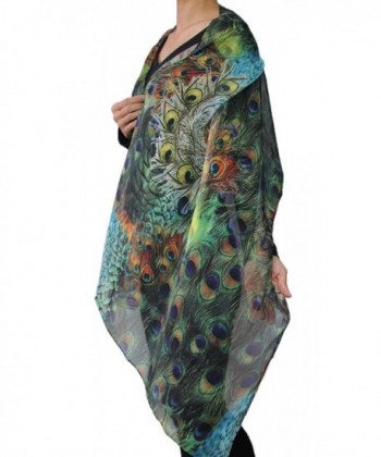 Seamaidmm Fashion Peacock Feather Chiffon in Fashion Scarves