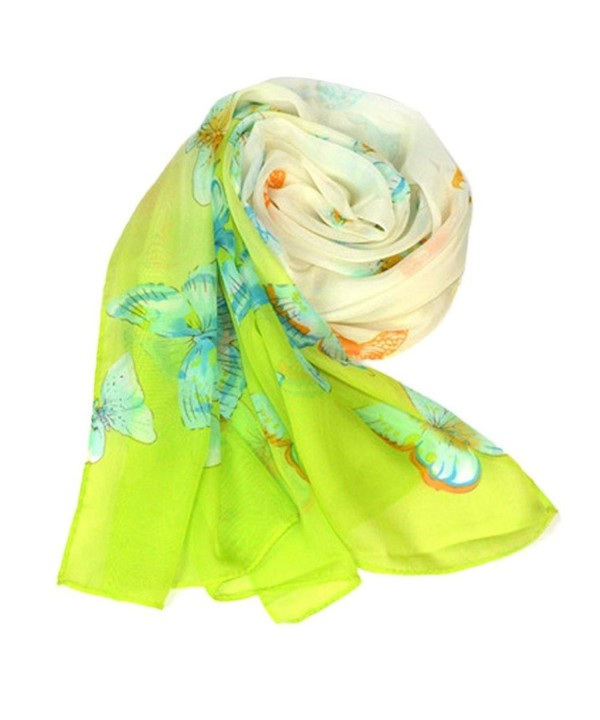 DZT1968Spring Summer Autumn Winter Women Girl Printed Butterfly Long Chiffon Shawl Scarf Pashmina (Green) - C6125I3KZ4V