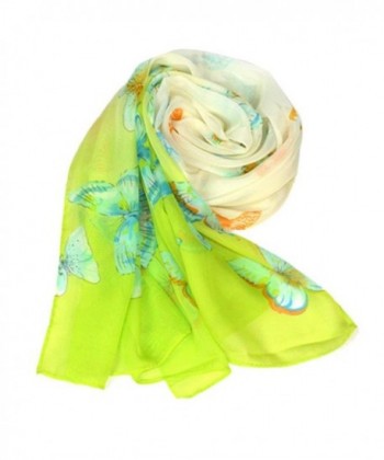 DZT1968Spring Summer Autumn Winter Women Girl Printed Butterfly Long Chiffon Shawl Scarf Pashmina (Green) - C6125I3KZ4V