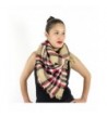 Designer Style Plaid Scarf with Raw Edge - Thick Blanket Khaki - CL129497O7L