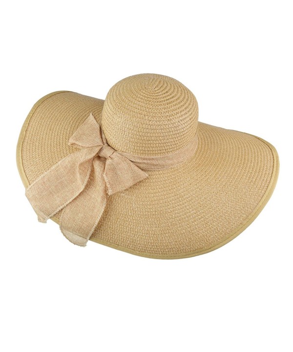 Womens Big Bowknot Straw Hat Floppy Foldable Roll Up Beach Cap Sun Hat