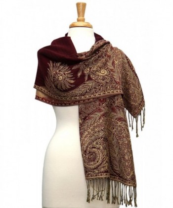 Fashmina Original Paisley Pashmina Shawl Scarf - Dark Red - CJ1862NDCGL