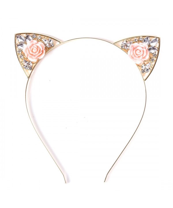 VK Accessories Crystal Cat Ear Headband for Women Girls - Gold - C417YH2KKAU