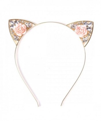 VK Accessories Crystal Cat Ear Headband for Women Girls - Gold - C417YH2KKAU