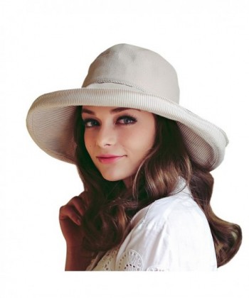 Women's Cotton Fold Up Wide Brim Sun Bucket Hat UPF50 Beach Sun Hat ...