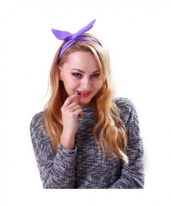 HDE Women's Retro Rockabilly Headband Vintage Styled Rabbit Ear Wired Hair Bow - Purple - CD11LGOOW55