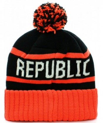 Født Forkludret Anklage California Republic Cuff Beanie Cable Knit Pom Pom Hat Cap Black Orange  C111O97G8KX