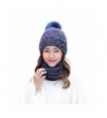 IRELIA Womens/Mens Faux Fur Warm Knitted Pom Fleece Lined Caps Beanie Scarf Set - 2 in 1(navy) - CB187E8MIZZ