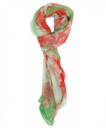 Love Lakeside-Modern- Lightweight Chiffon Silk Floral & Graphic Print Accent Scarves - 1560 Green - C0182EGGTRZ