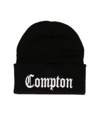 Embroidered Compton Warm Beanie Black