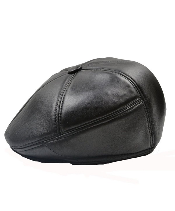 Men's Genuine Leather Driving Cap Flat Cap Cabby Hats Caps Retro ...