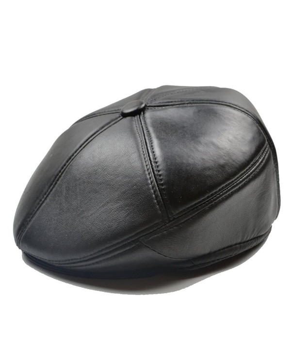 Men's Genuine Leather Driving Cap Flat Cap Cabby Hats Caps Retro ...