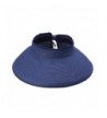 JTC Womens Ladies Straw Hat Wide Brim Roll-up Sun Visor 13 Colors - Navy - CC11KVFSRMT