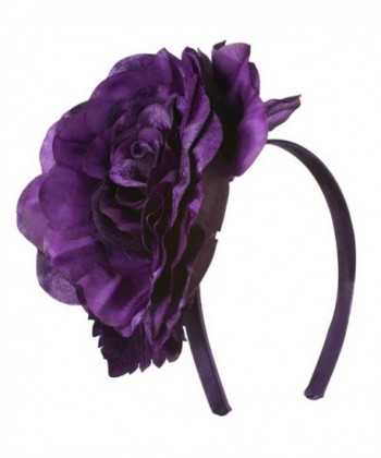 6 Inch Flower Satin Covered Headband - Dark Purple W15S70C - CE11E8U8GOR