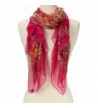 Women's Soft Fashion Lightweight Abstract Sheer Floral Square Silk Scarf - Hot Pink Floral - CG12K5HJNK7