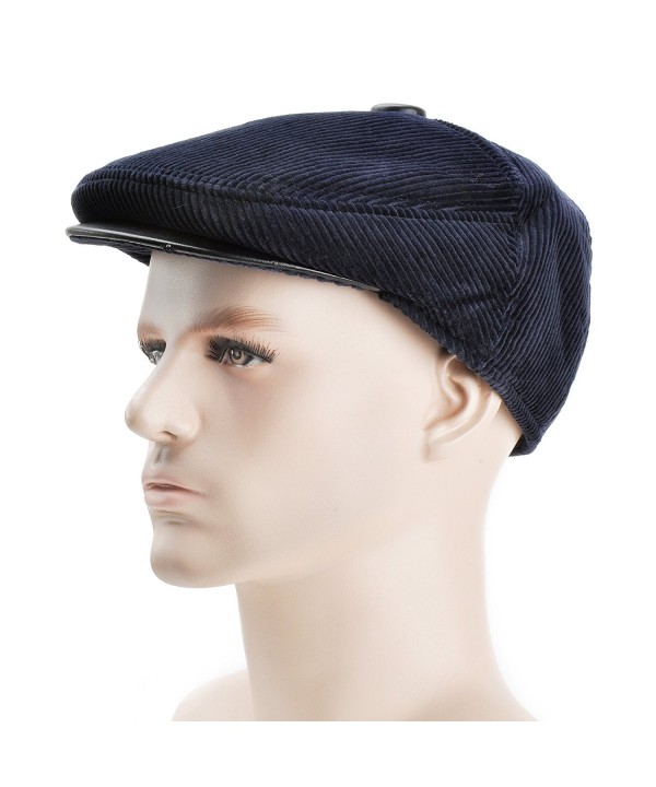 Men Fashion Warm Lint Lining Newsboy Cap Cold Weather Hat Dark Blue ...