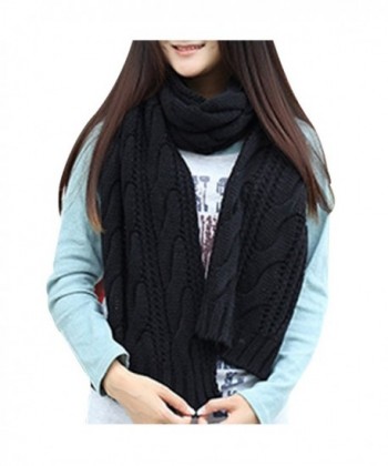 HUAYI Women's/Men's Shawl Knitting Wool Wrap Long Knitted Lovers Scarf - Black - CQ187RG4EYK